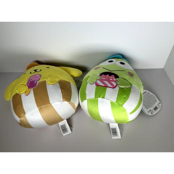 Squishmallows Sanrio Keroppi 9" & Pompompurin 8" Newsboy Hats NWT Set - Picture 4 of 5
